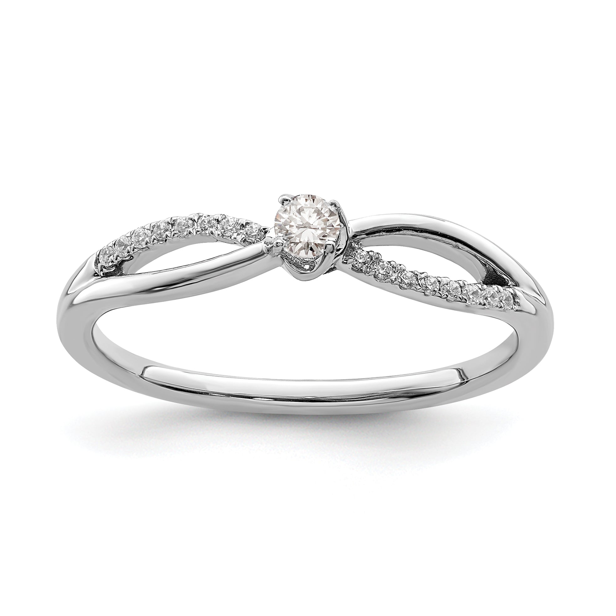 First Promise 14k White Gold 1/8 carat Lab Grown Diamond VS/SI+ G+ Complete Petite Engagement Ring
