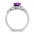 14k White Gold Oval Amethyst and Diamond Ring