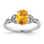 14k White Gold Oval Citrine and Diamond Ring