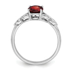 14k White Gold Oval Garnet and Diamond Ring