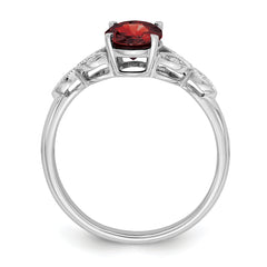 14k White Gold Oval Garnet and Diamond Ring