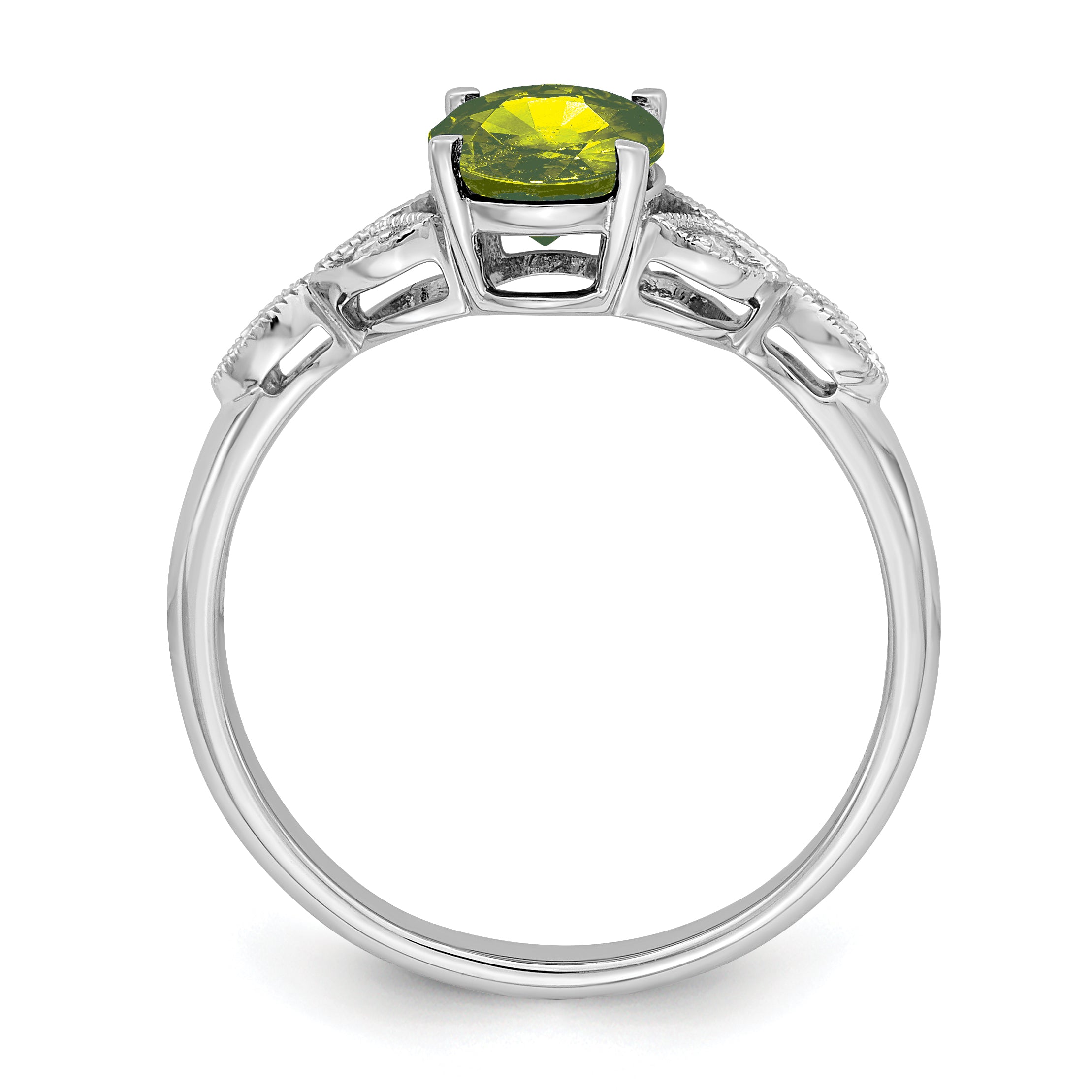 14k White Gold Oval Peridot and Diamond Ring Secondary image