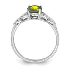 14k White Gold Oval Peridot and Diamond Ring