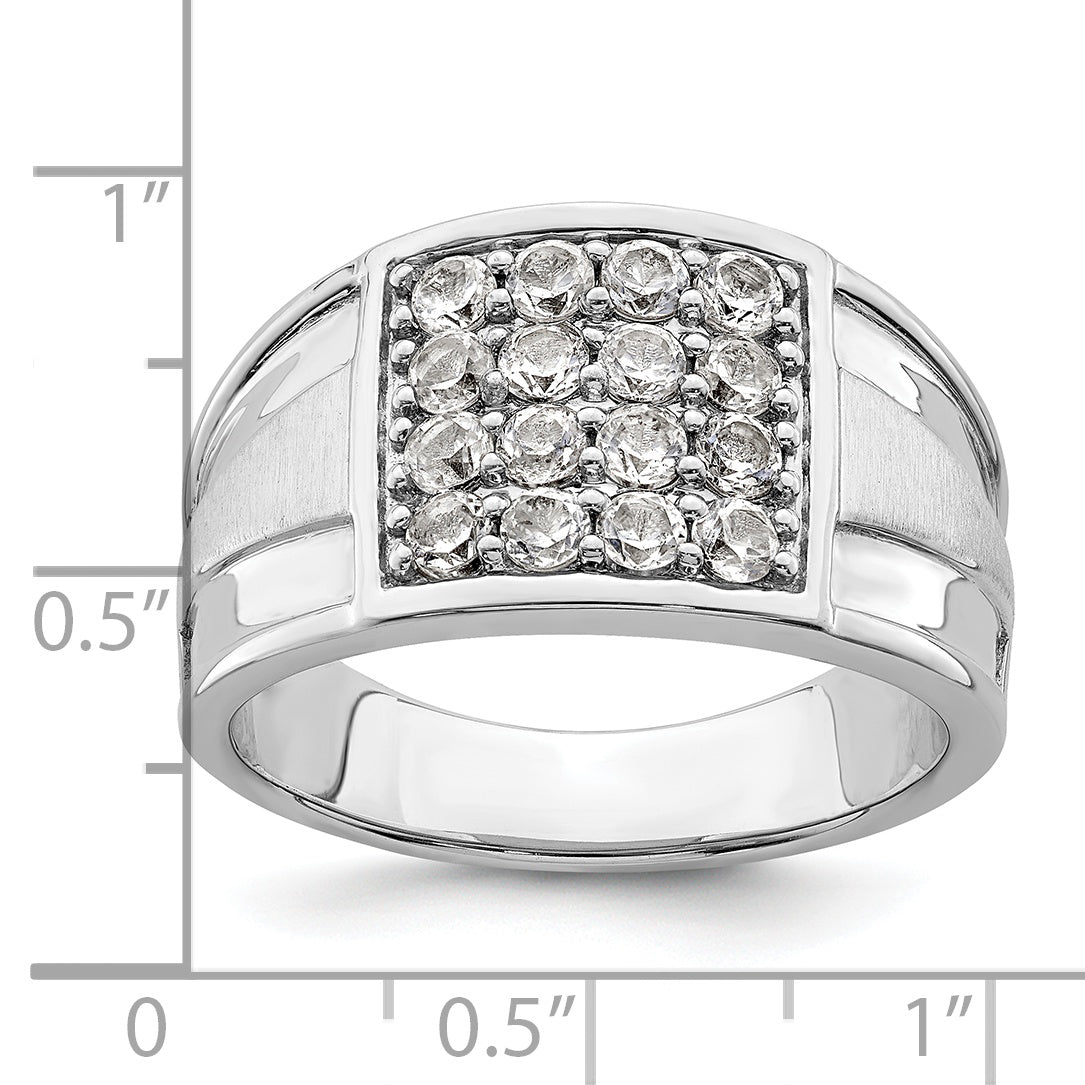 14k White Gold 1 1/2 carat Lab Grown Diamond VS/SI+ G+ Cluster Men's Ring