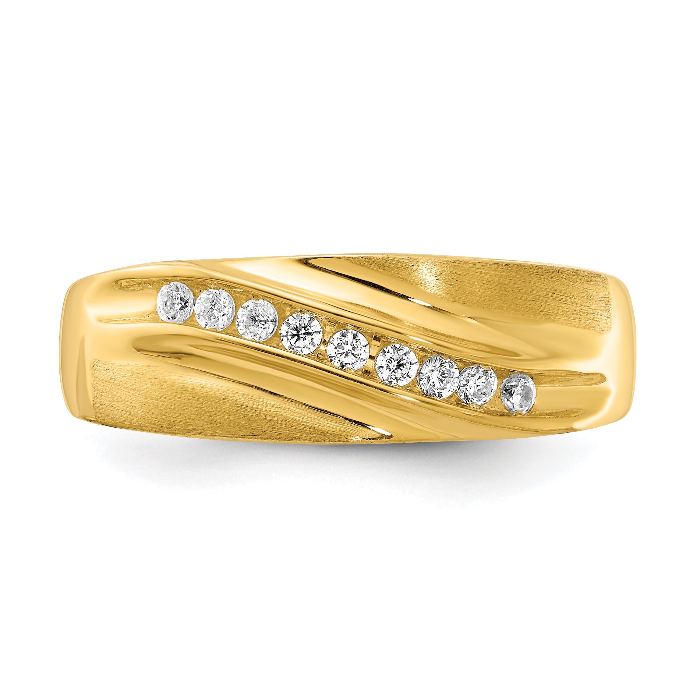 14K Lab Grown VS/SI+ G+ Dia Polished & Satin Men's Band