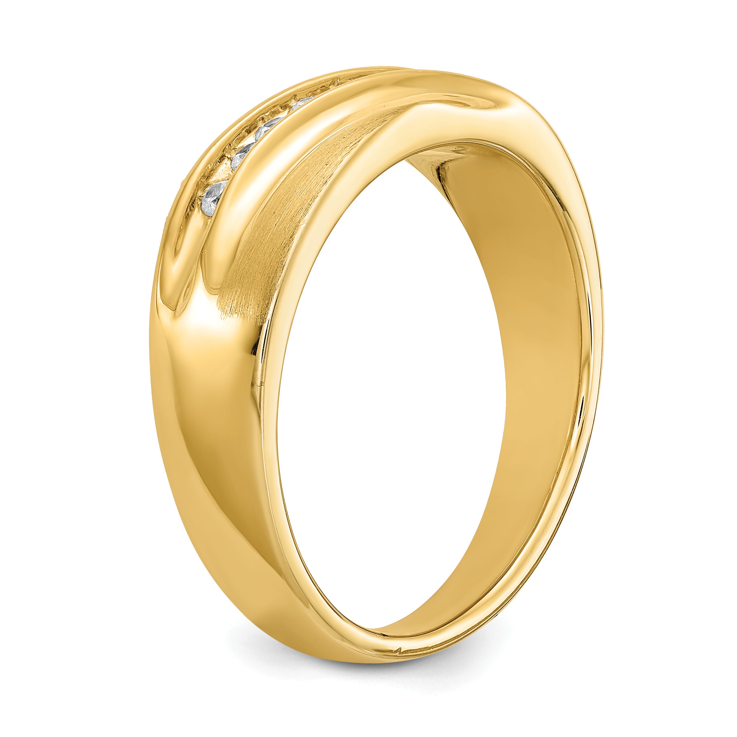 14K Lab Grown VS/SI+ G+ Dia Polished & Satin Men's Band