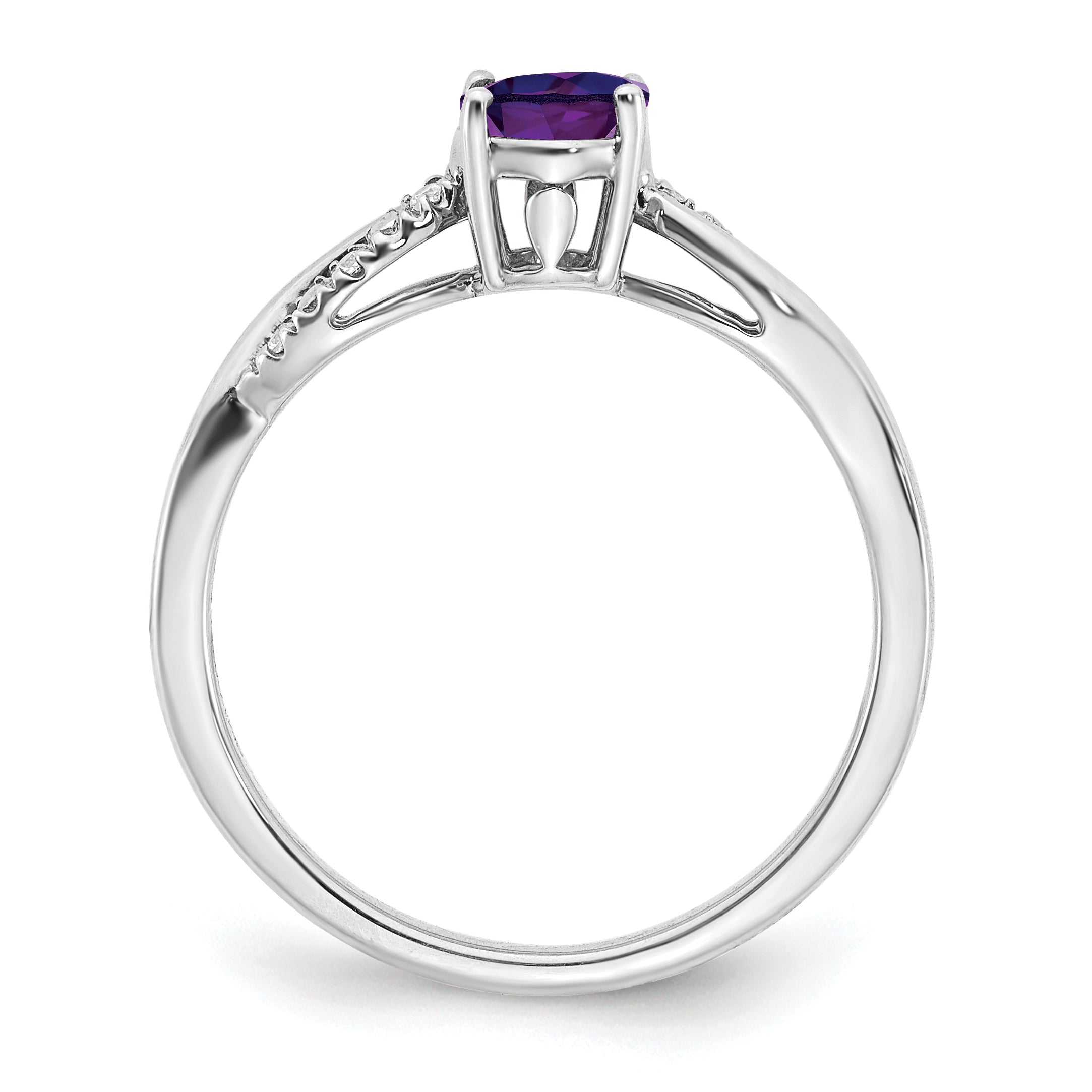 14k White Gold Oval Amethyst and Diamond Ring Secondary image