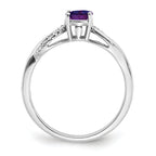 14k White Gold Oval Amethyst and Diamond Ring