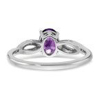 14k White Gold Oval Amethyst and Diamond Ring