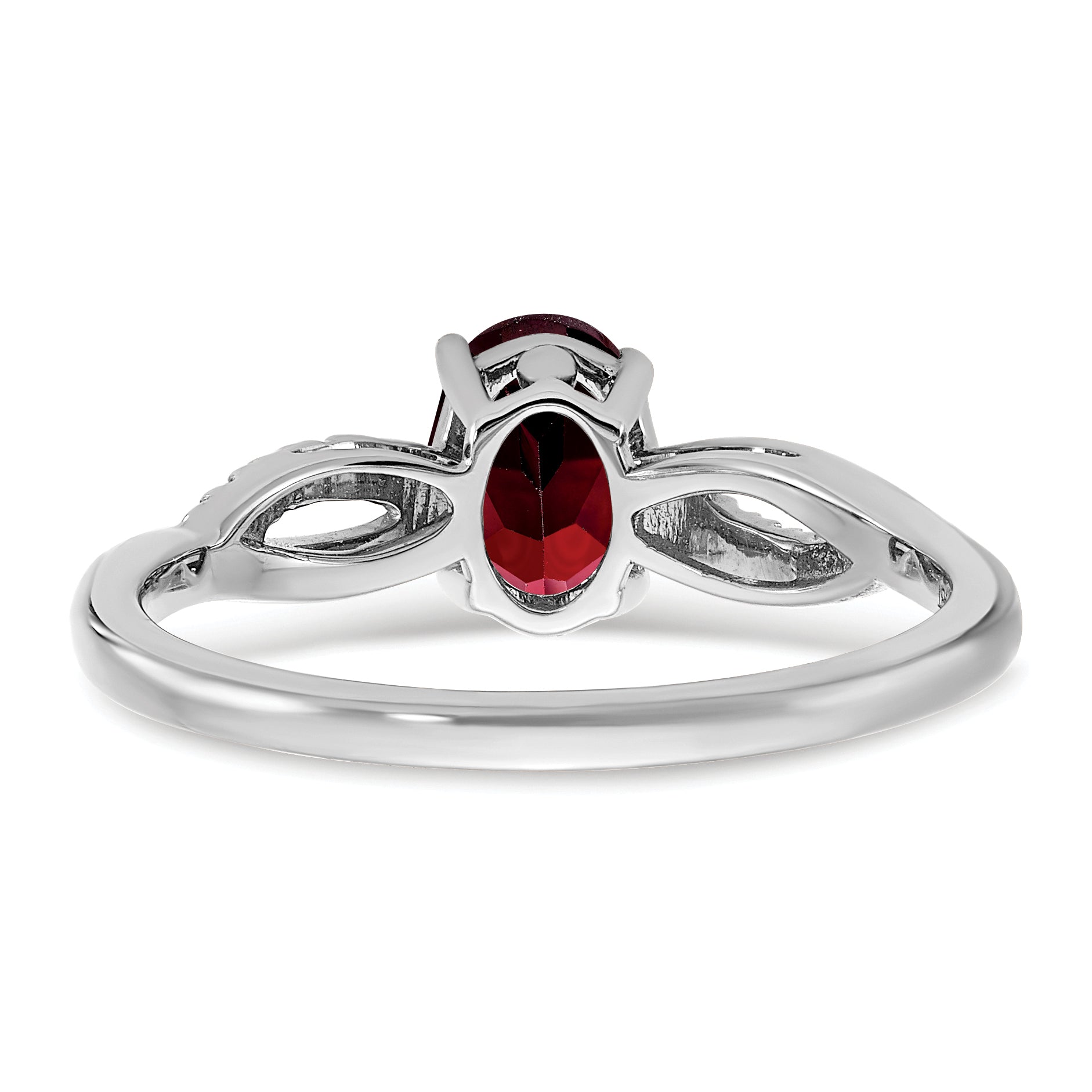 14k White Gold Oval Garnet and Diamond Ring