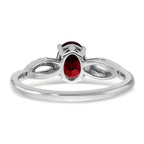 14k White Gold Oval Garnet and Diamond Ring