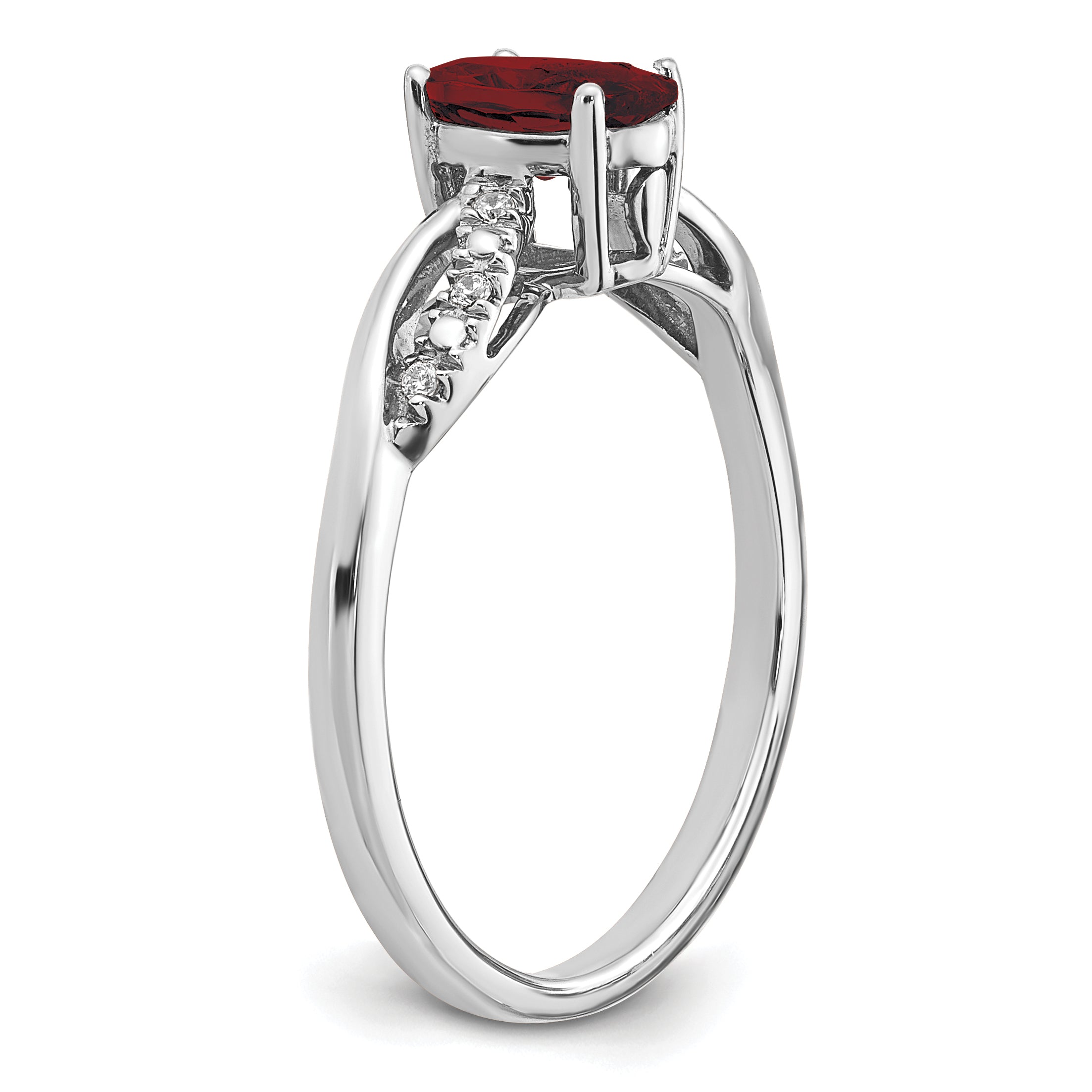 14k White Gold Oval Garnet and Diamond Ring