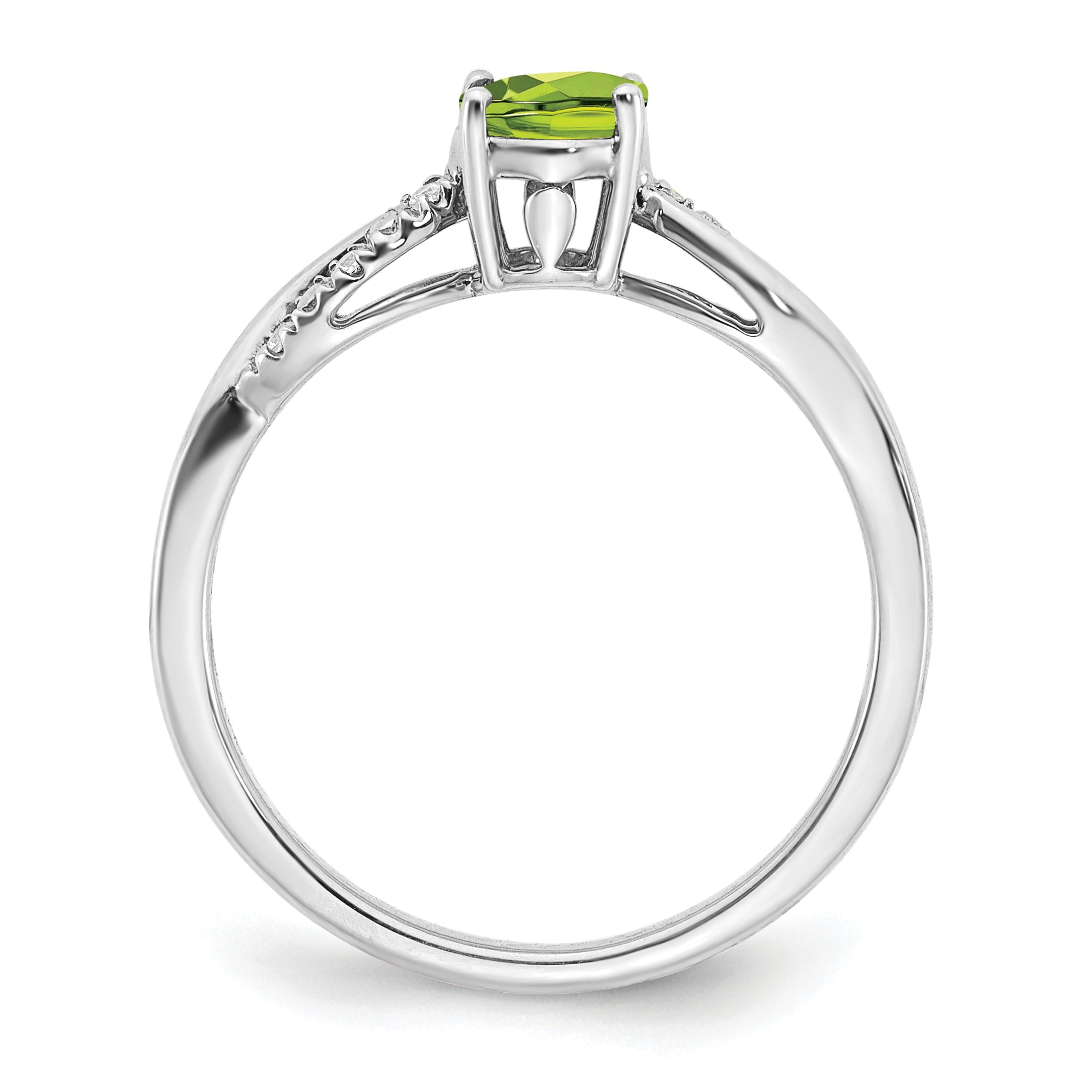 14k White Gold Oval Peridot and Diamond Ring Secondary image
