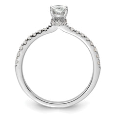 14k White Gold 1/4 carat Lab Grown Diamond VS/SI+ G+ 1/2 carat Oval Center Semi Mount Solitaire Engagement Ring