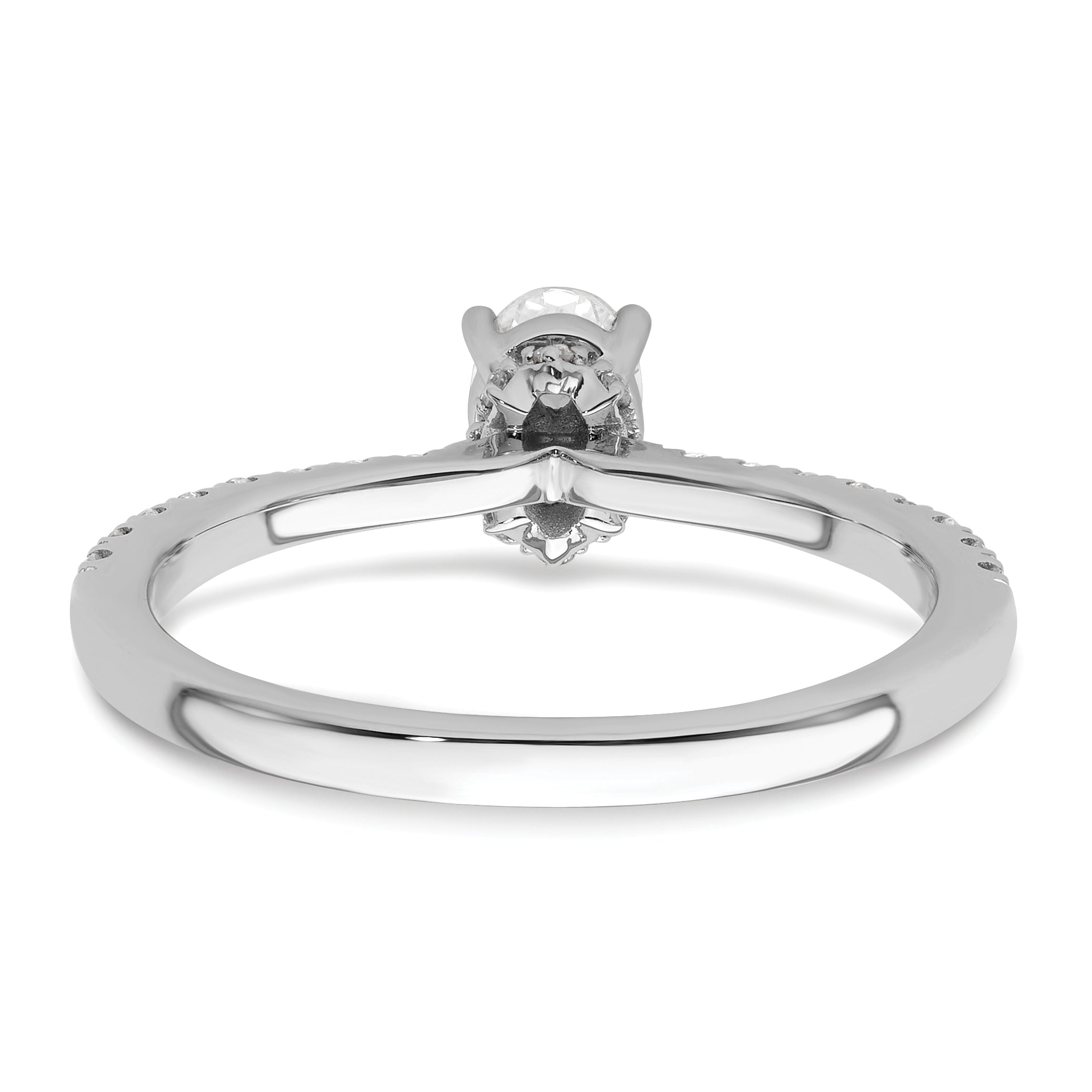 14k White Gold 1/4 carat Lab Grown Diamond VS/SI+ G+ 1/2 carat Oval Center Semi Mount Solitaire Engagement Ring