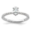14k White Gold 1/4 carat Lab Grown Diamond VS/SI+ G+ 1/2 carat Oval Center Semi Mount Solitaire Engagement Ring