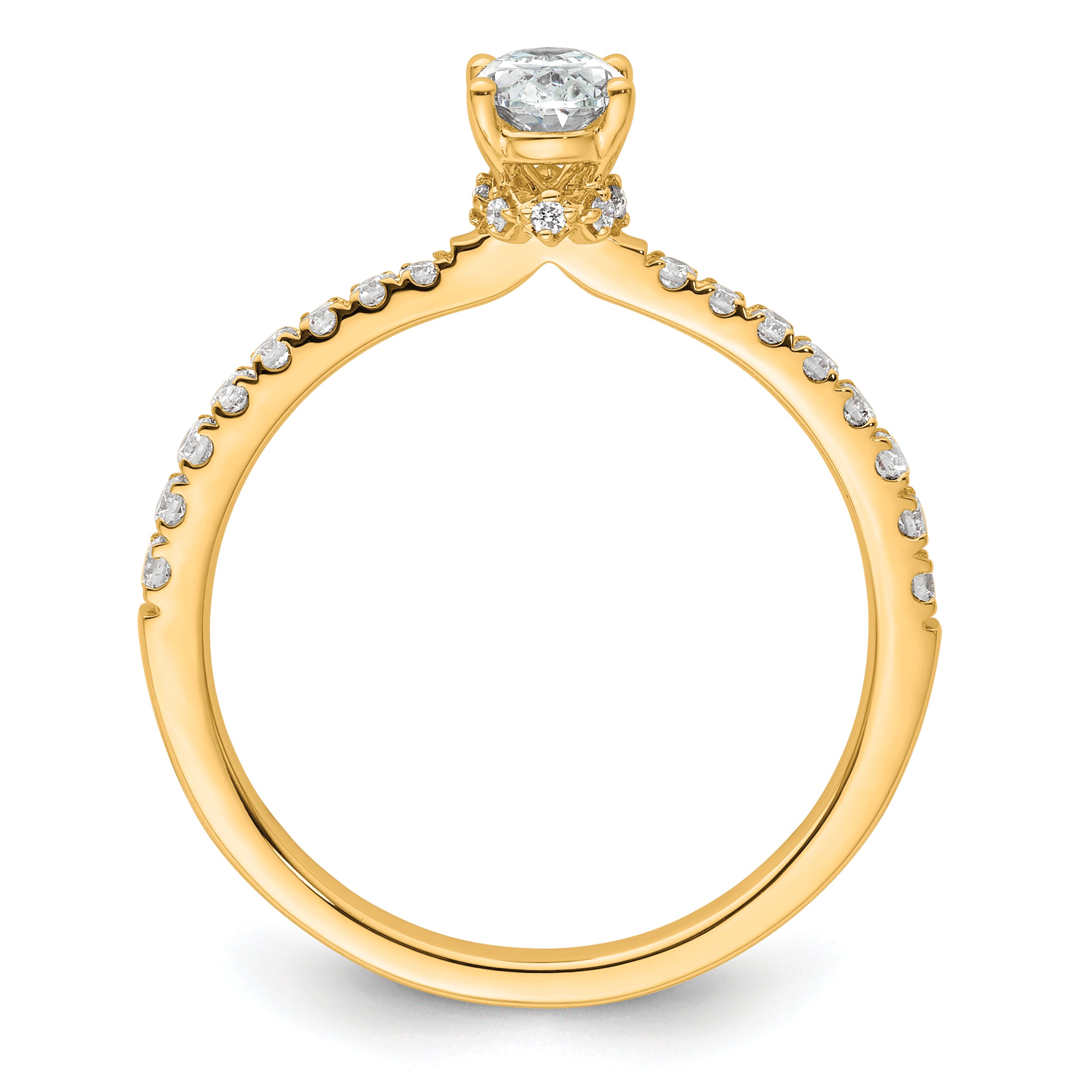 14k 1/4 carat Lab Grown Diamond VS/SI+ G+ 1/2 carat Oval Center Semi Mount Solitaire Engagement Ring Secondary image