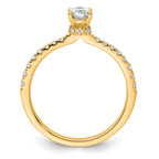 14k 1/4 carat Lab Grown Diamond VS/SI+ G+ 1/2 carat Oval Center Semi Mount Solitaire Engagement Ring