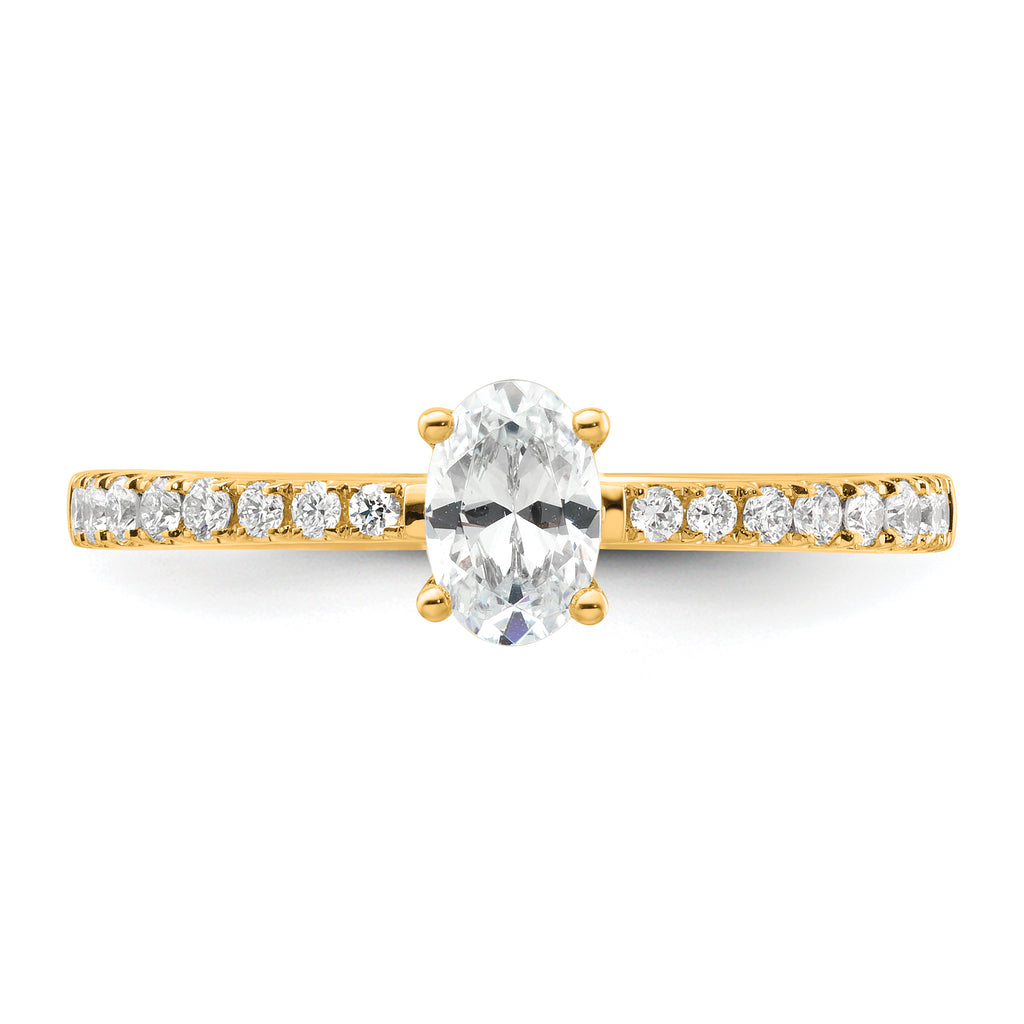 14k 1/4 carat Lab Grown Diamond VS/SI+ G+ 1/2 carat Oval Center Semi Mount Solitaire Engagement Ring