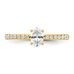 14k 1/4 carat Lab Grown Diamond VS/SI+ G+ 1/2 carat Oval Center Semi Mount Solitaire Engagement Ring
