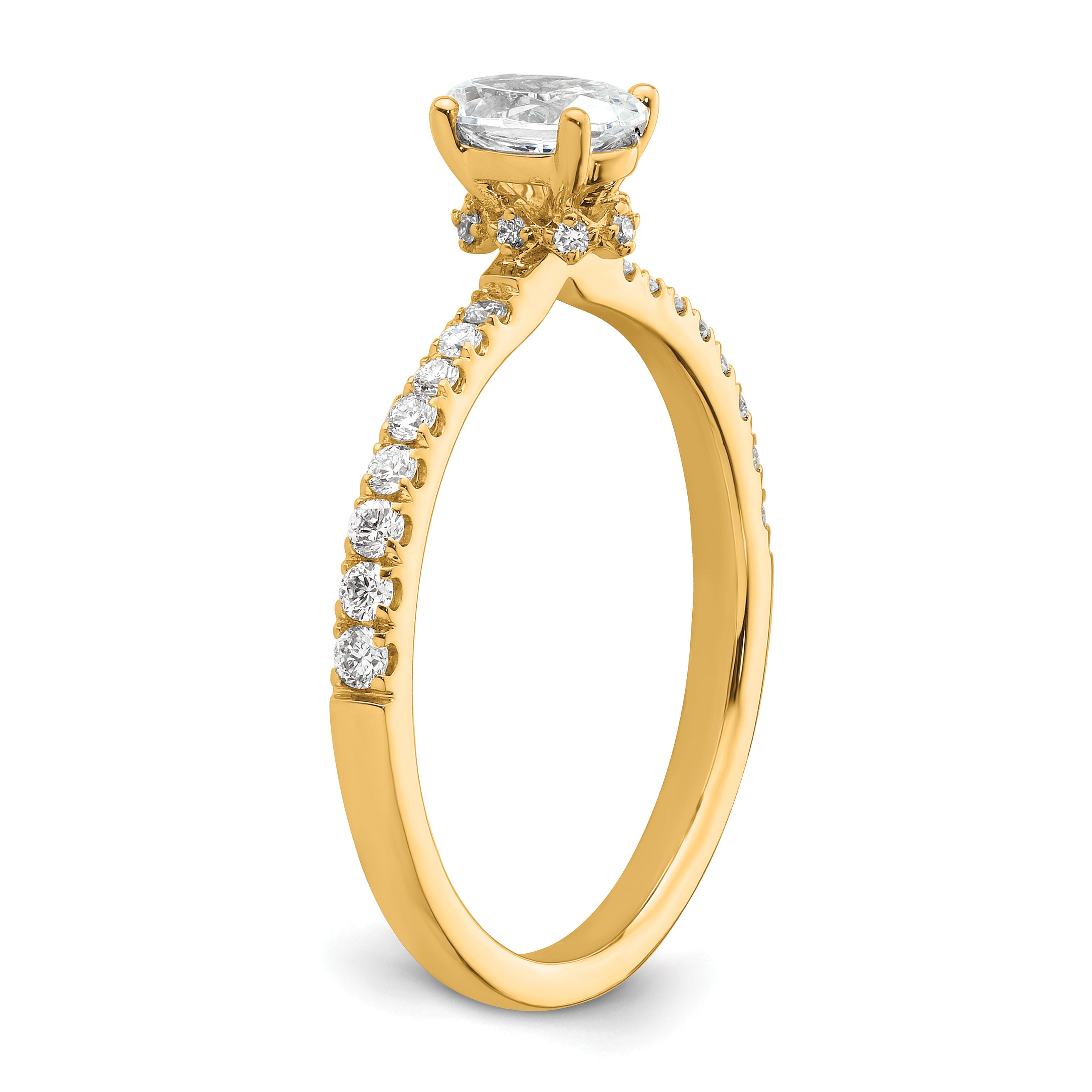 14k 1/4 carat Lab Grown Diamond VS/SI+ G+ 1/2 carat Oval Center Semi Mount Solitaire Engagement Ring