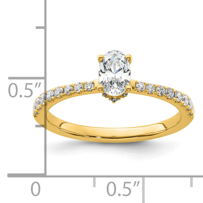 14k 1/4 carat Lab Grown Diamond VS/SI+ G+ 1/2 carat Oval Center Semi Mount Solitaire Engagement Ring