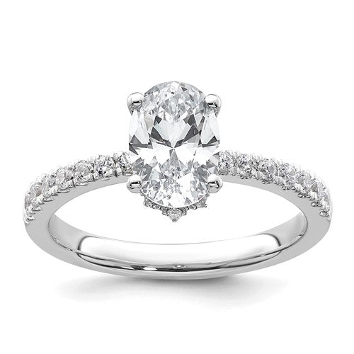 Oval Lab-Grown Diamond Solitaire Engagement Ring in 14K White Gold (1 1/2 ct. tw.), Size 7 - Sophia Jewelers