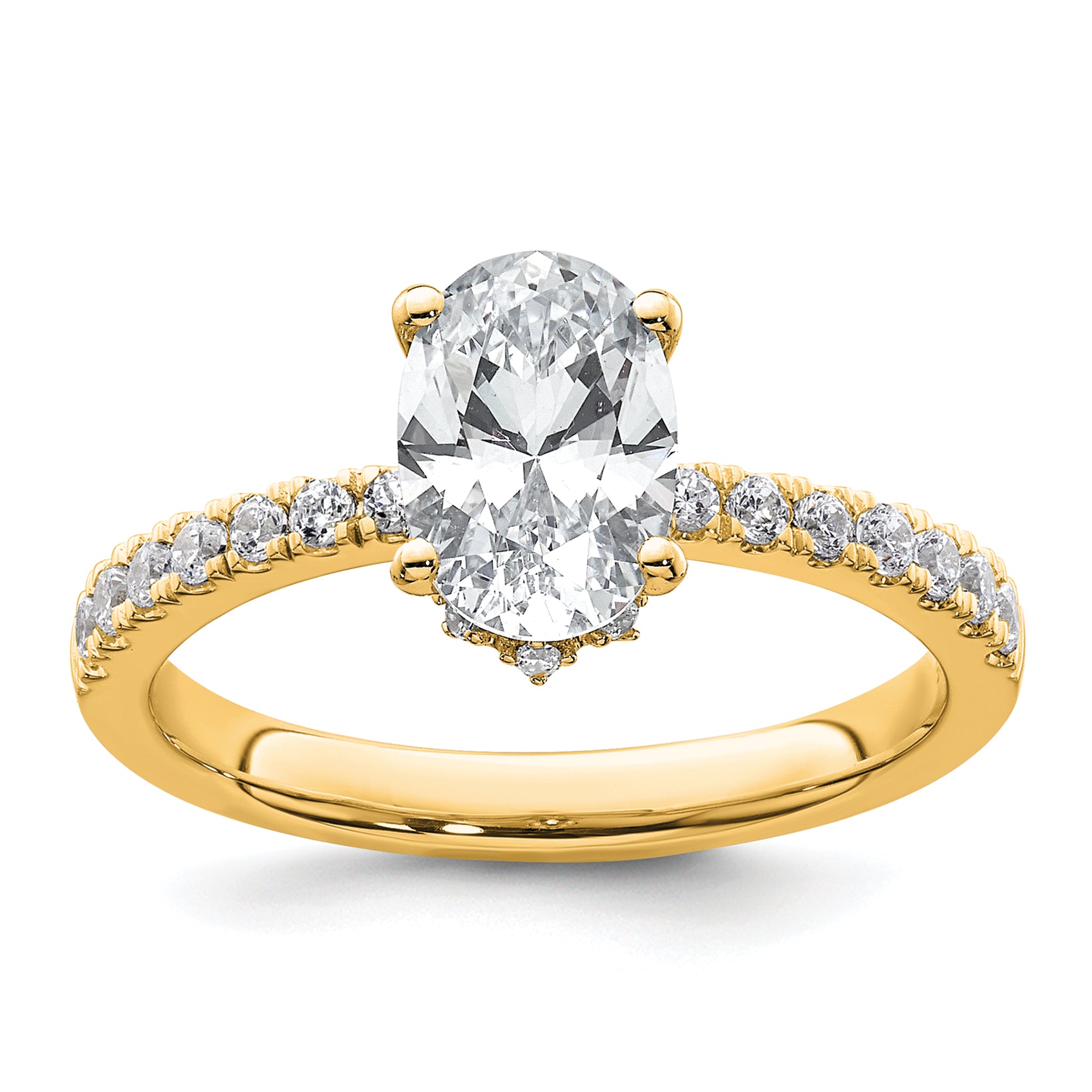 14k 1 1/2 carat Lab Grown Diamond VS/SI+ G+ Oval Complete Solitaire Engagement Ring Main image