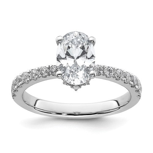 Oval Lab-Grown Diamond Solitaire Engagement Ring in 14K White Gold (1 3/4 ct. tw.), Size 7 - Sophia Jewelers