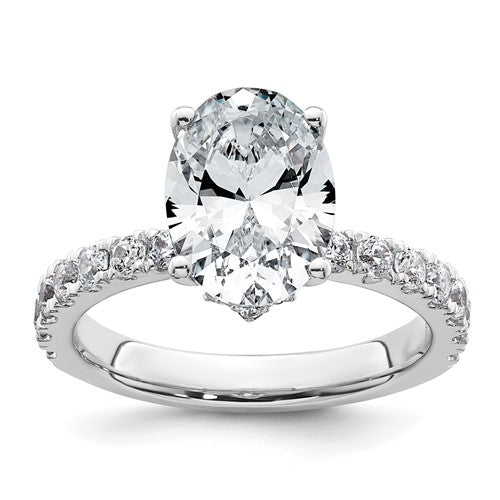 Oval Lab-Grown Diamond Solitaire Engagement Ring in 14K White Gold (3 1/5 ct. tw., VS/SI+ G+), Size 7 - Sophia Jewelers