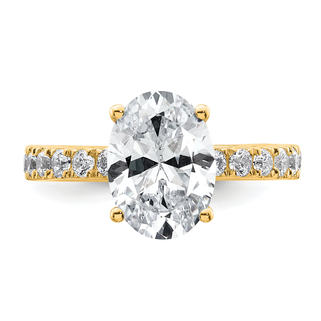 14k 3 1/5 carat Lab Grown Diamond VS/SI+ G+ Oval Complete Solitaire Engagement Ring