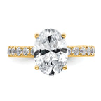 14k 3 1/5 carat Lab Grown Diamond VS/SI+ G+ Oval Complete Solitaire Engagement Ring