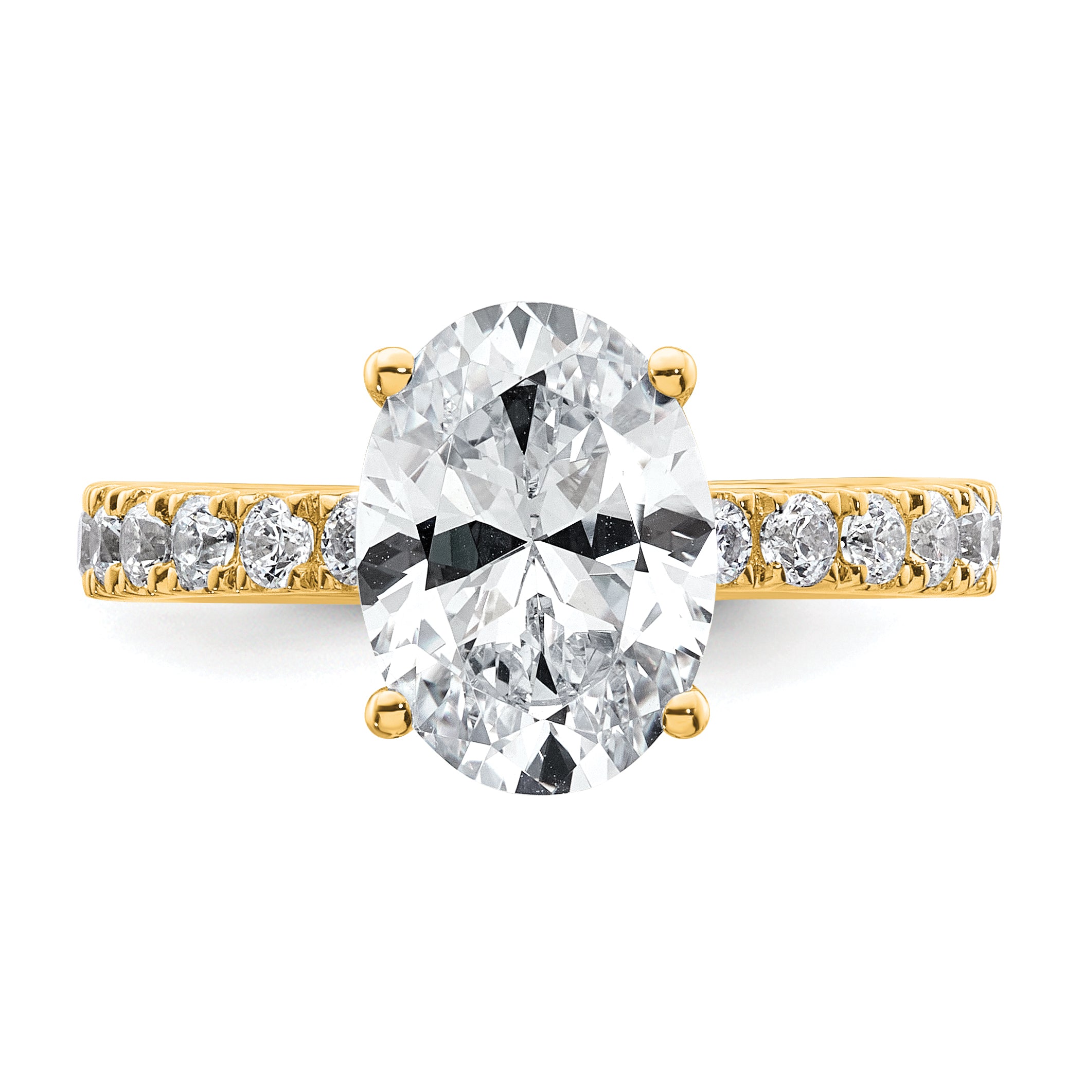 14k 3 1/5 carat Lab Grown Diamond VS/SI+ G+ Oval Complete Solitaire Engagement Ring