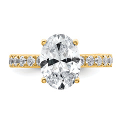 14k 3 1/5 carat Lab Grown Diamond VS/SI+ G+ Oval Complete Solitaire Engagement Ring