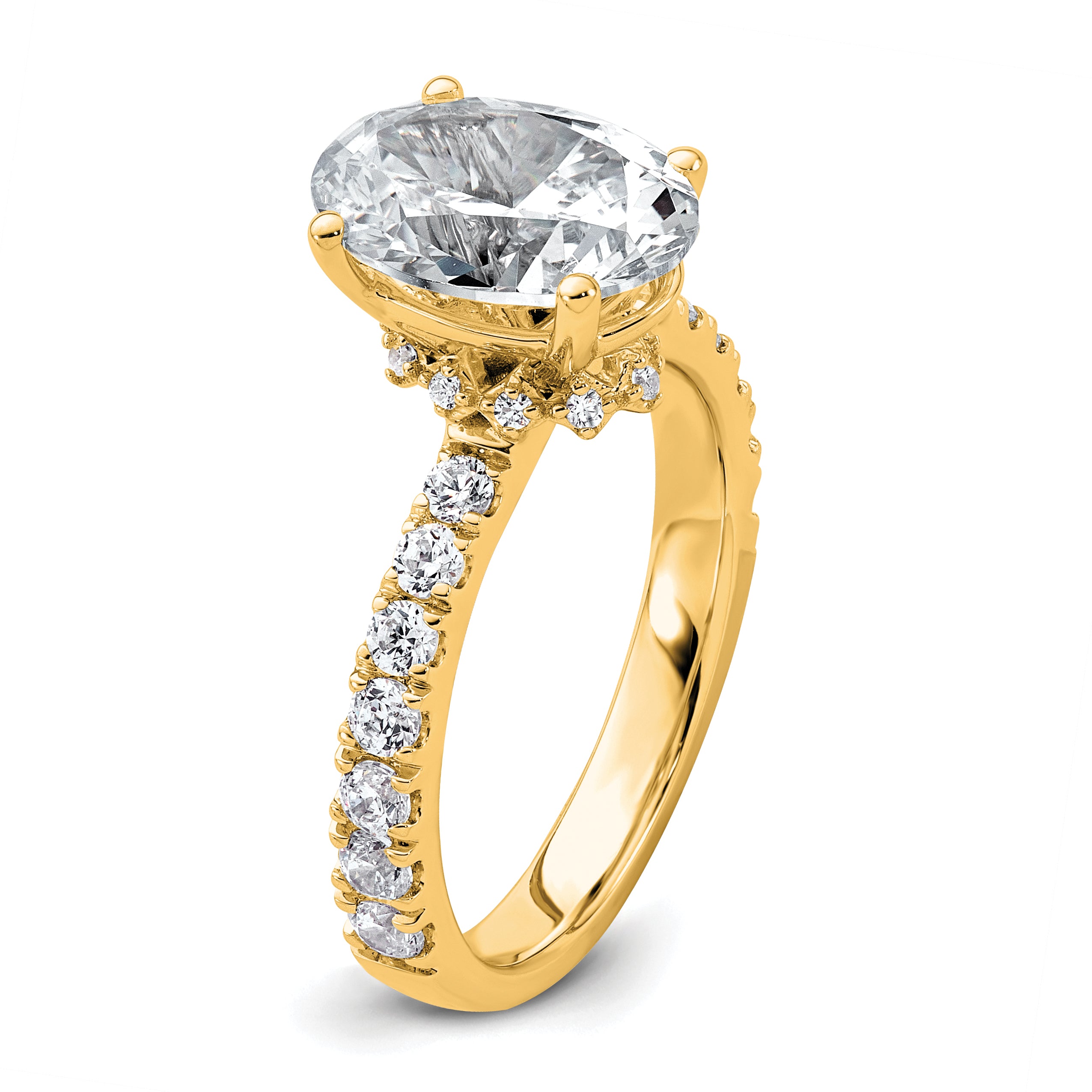 14k 3 1/5 carat Lab Grown Diamond VS/SI+ G+ Oval Complete Solitaire Engagement Ring
