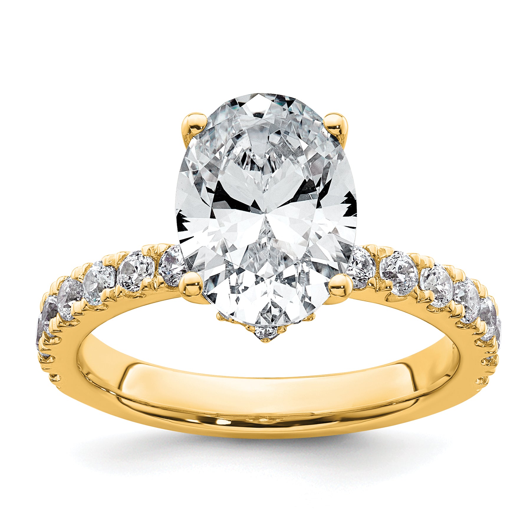 14k 3 1/5 carat Lab Grown Diamond VS/SI+ G+ Oval Complete Solitaire Engagement Ring Main image