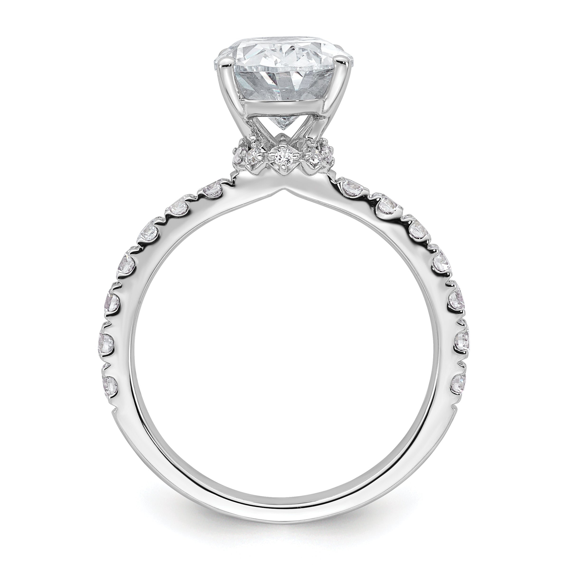 14k White Gold 3 1/5 carat Certified Lab Grown Diamond VS+ F+ Oval Complete Solitaire Engagement Ring Secondary image