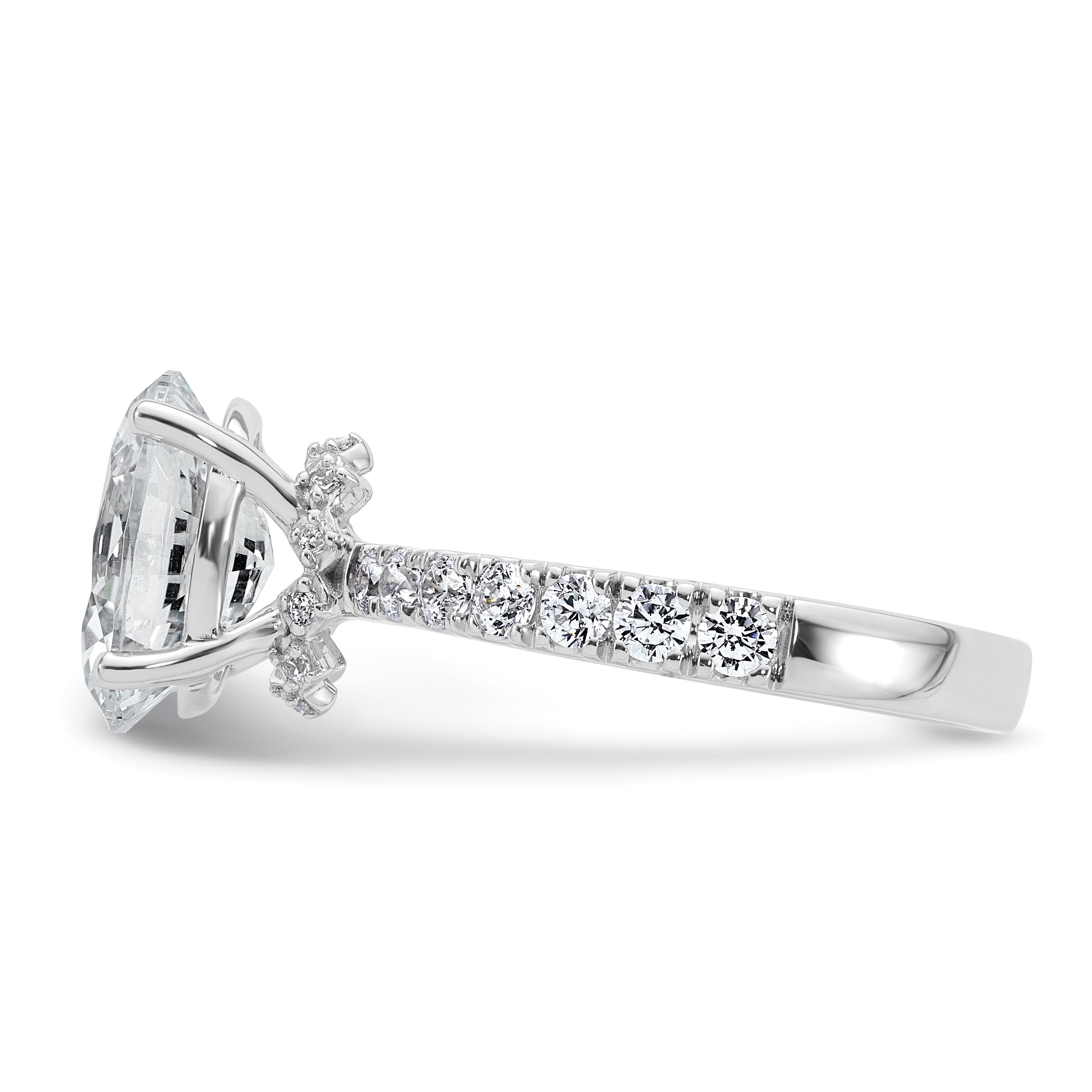14k White Gold 3 1/5 carat Certified Lab Grown Diamond VS+ F+ Oval Complete Solitaire Engagement Ring