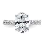 14k White Gold 3 1/5 carat Certified Lab Grown Diamond VS+ F+ Oval Complete Solitaire Engagement Ring