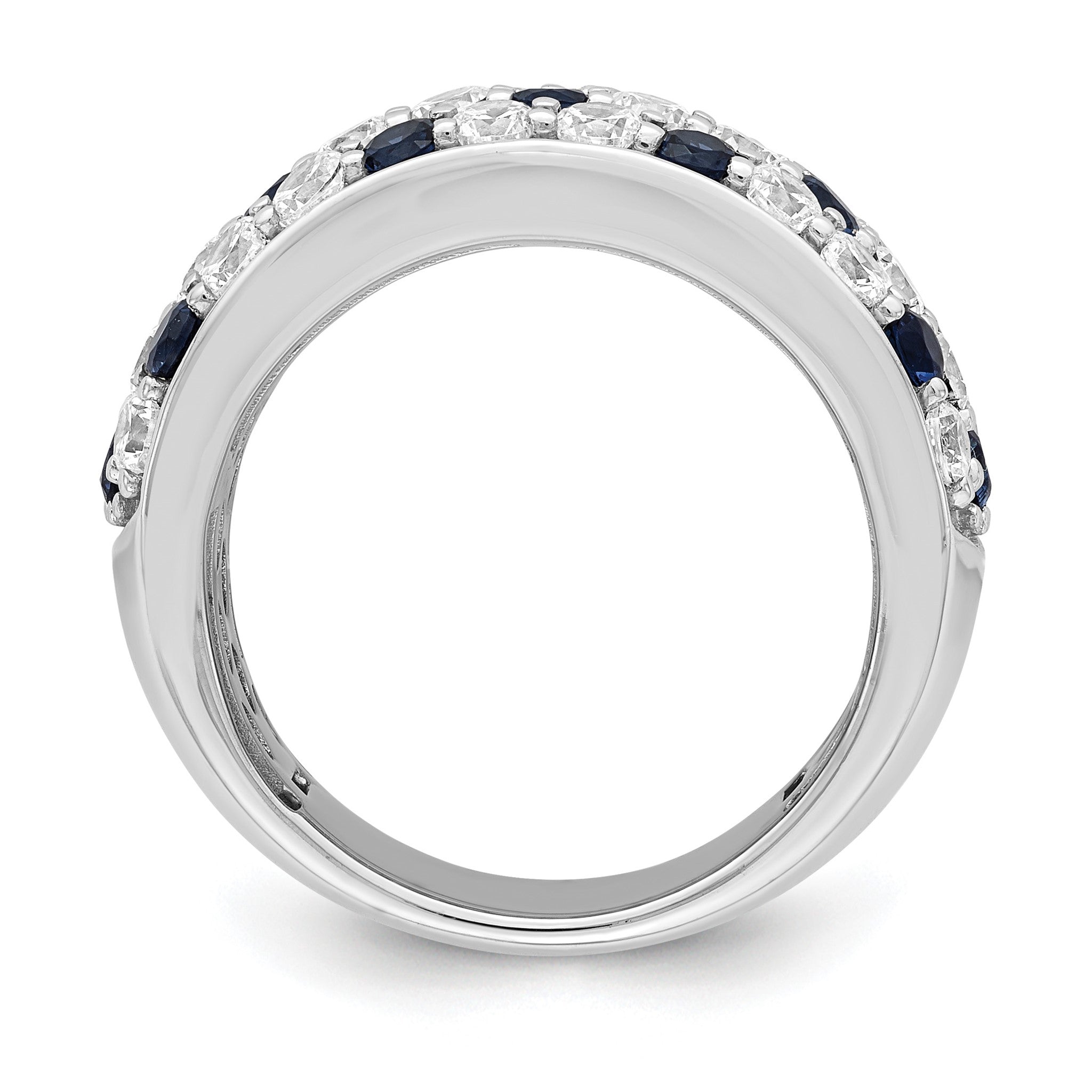 Lab-Grown Diamond & Blue Sapphire Ring in 14K White Gold (1 1/2 ct. tw.), Size 7 Secondary image