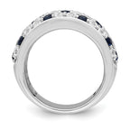 Lab-Grown Diamond & Blue Sapphire Ring in 14K White Gold (1 1/2 ct. tw.), Size 7 - Sophia Jewelers