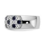 Lab-Grown Diamond & Blue Sapphire Ring in 14K White Gold (1 1/2 ct. tw.), Size 7 - Sophia Jewelers