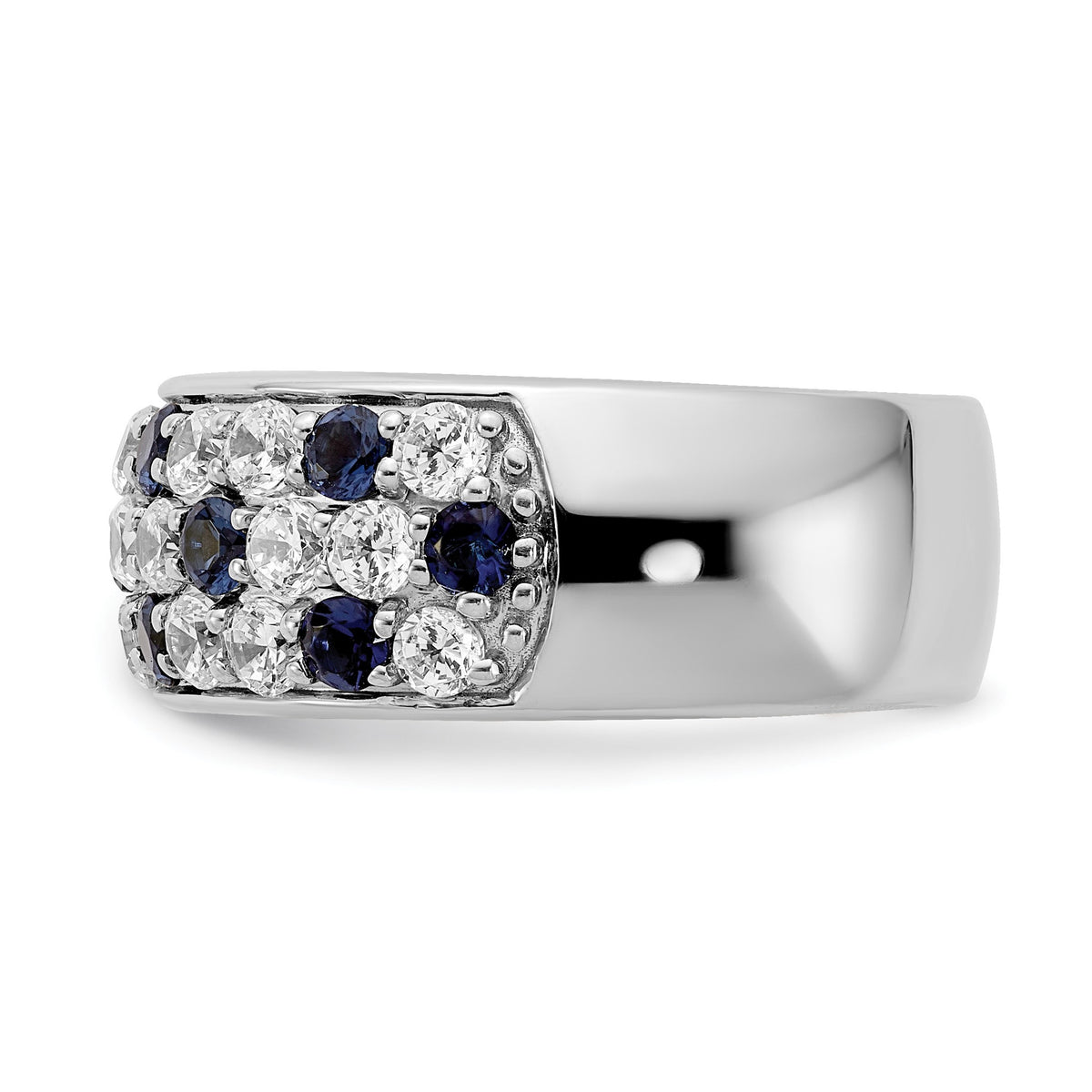 Lab-Grown Diamond & Blue Sapphire Ring in 14K White Gold (1 1/2 ct. tw.), Size 7 - Sophia Jewelers