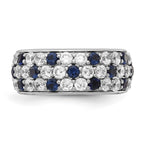 Lab-Grown Diamond & Blue Sapphire Ring in 14K White Gold (1 1/2 ct. tw.), Size 7 - Sophia Jewelers