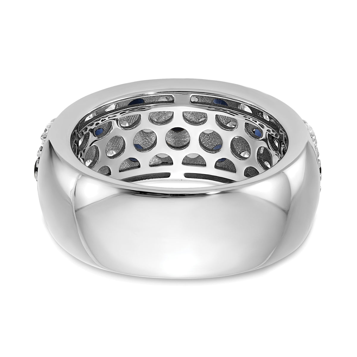Lab-Grown Diamond & Blue Sapphire Ring in 14K White Gold (1 1/2 ct. tw.), Size 7 - Sophia Jewelers