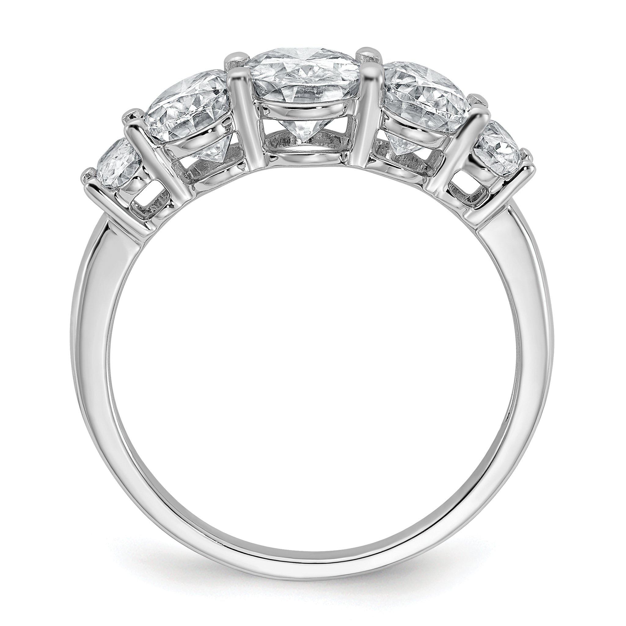 14k White Gold 3 1/2 carat Lab Grown Diamond VS+ F+ Complete Five Stone Band