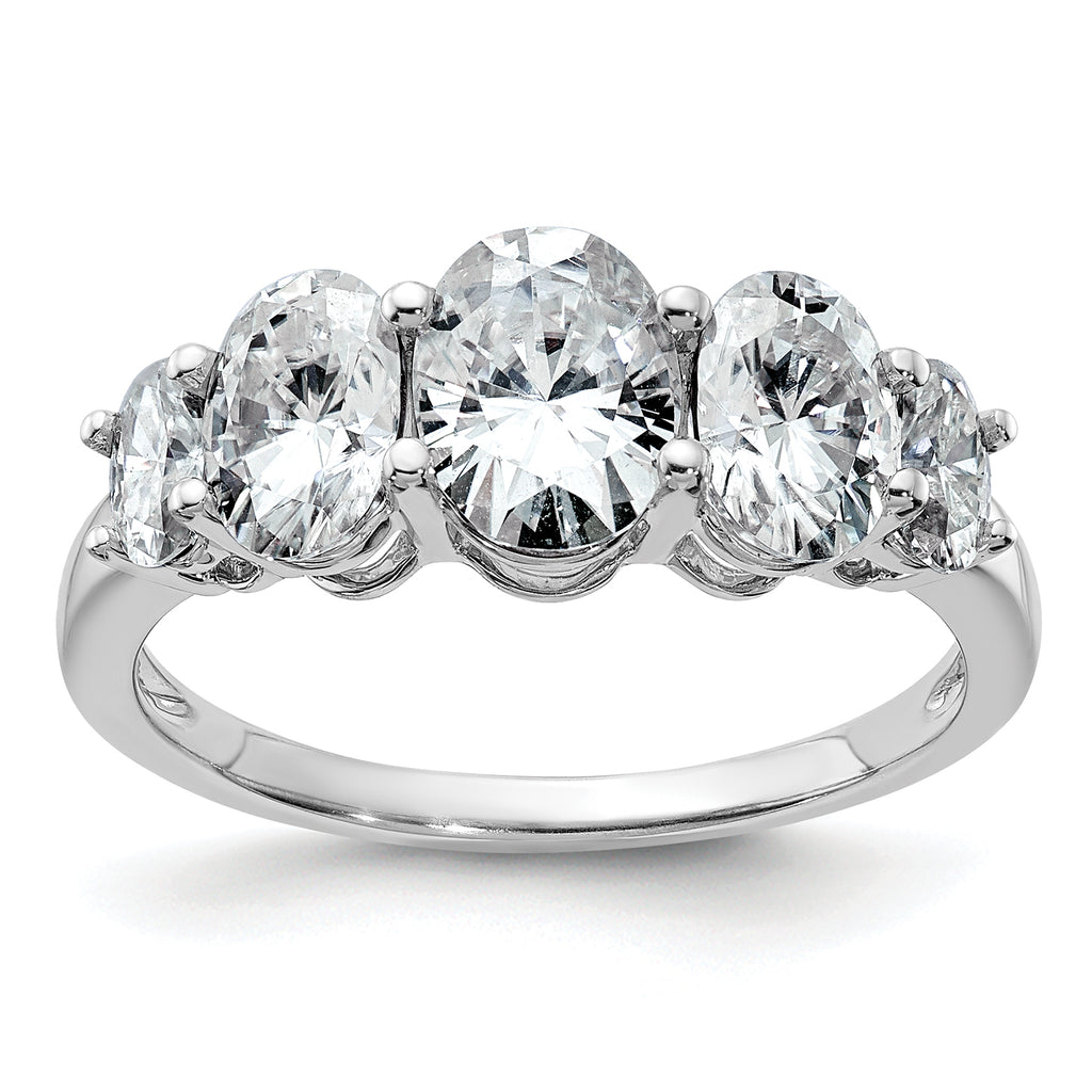 14k White Gold 3 1/2 carat Lab Grown Diamond VS+ F+ Complete Five Stone Band