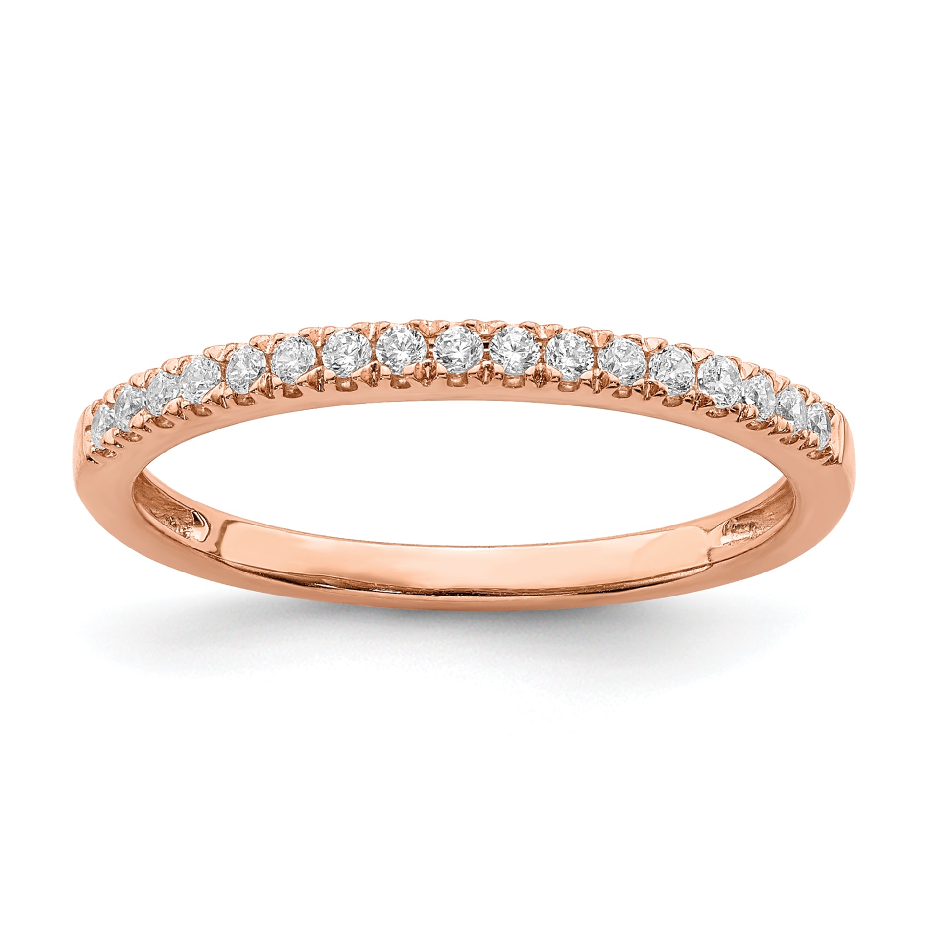 Pure Serenity 14k Rose Gold 1/6 carat Lab Grown Diamond VS/SI+ G+ Wedding Band