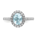 Pure Serenity 14k White Gold 1/3 carat Lab Grown Diamond VS/SI and Oval Lab Created Aquamarine Halo Engagement Ring