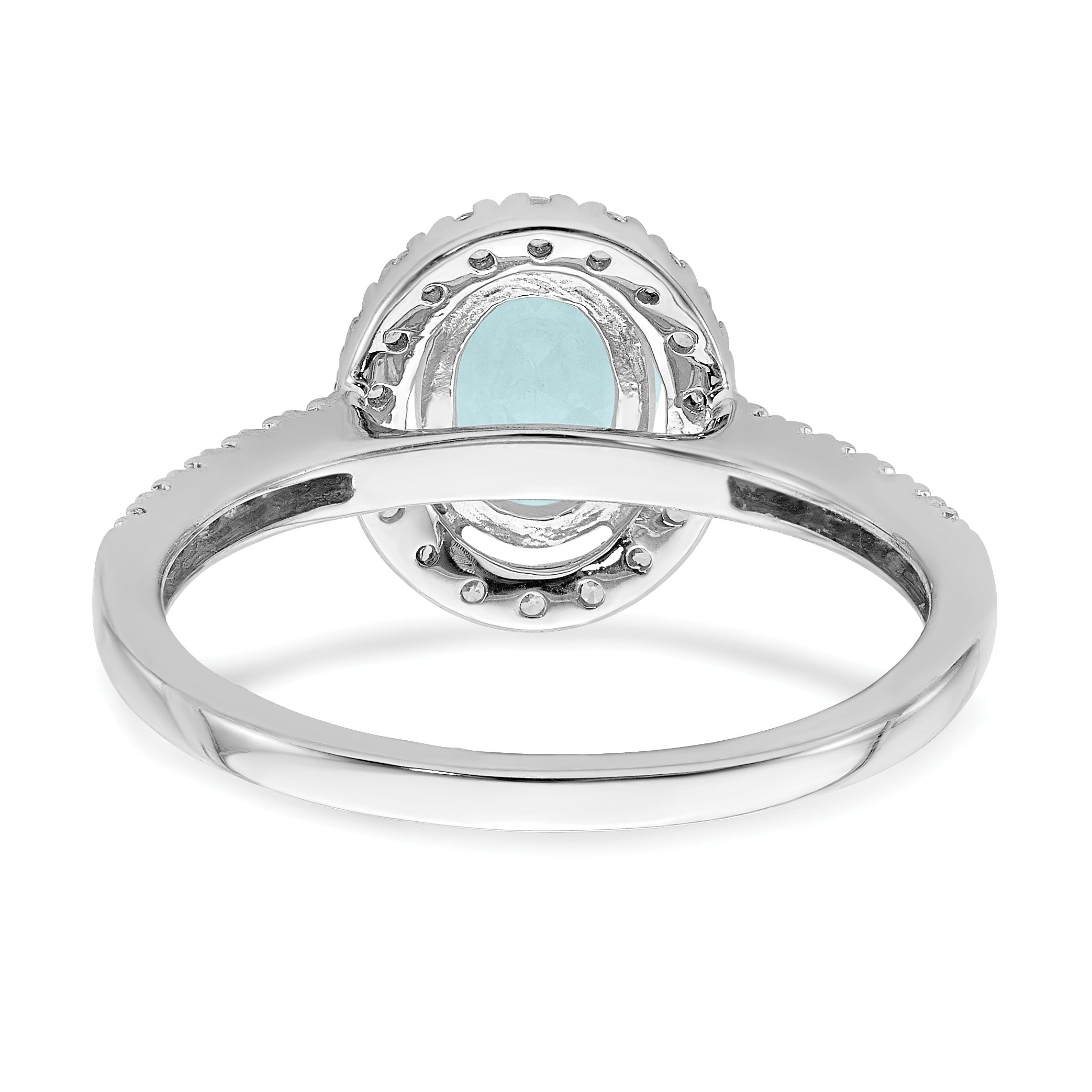 Pure Serenity 14k White Gold 1/3 carat Lab Grown Diamond VS/SI and Oval Lab Created Aquamarine Halo Engagement Ring